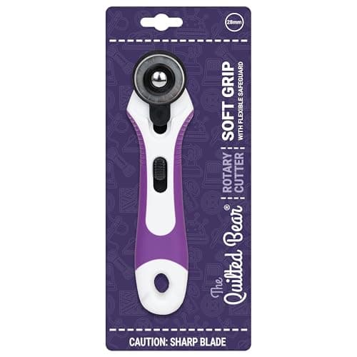 The Quilted Bear 28mm Rotary Cutter - Ergonomic Soft Grip Rotary Cutter for Fabric with Sharp Blade for Precise Cuts & Easy Blade Replacement for Quilting & Sewing Supplies (28mm)