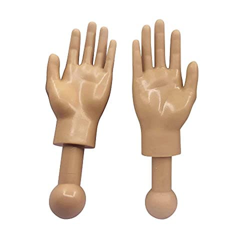 Tiny Hands 45Inch Novelty Toys Tan Left and Right Hands Plastic Hand Puppets With Holding Sticks Funny Gag Gifts Figures for Imaginative Playtime