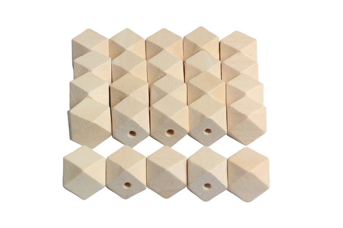 20mm Wooden Beads Geometric Shape Smooth Loose Beads Unfinished Spacer Beading Supplies for Bead Crafts Making 50pcs 3mm Hole