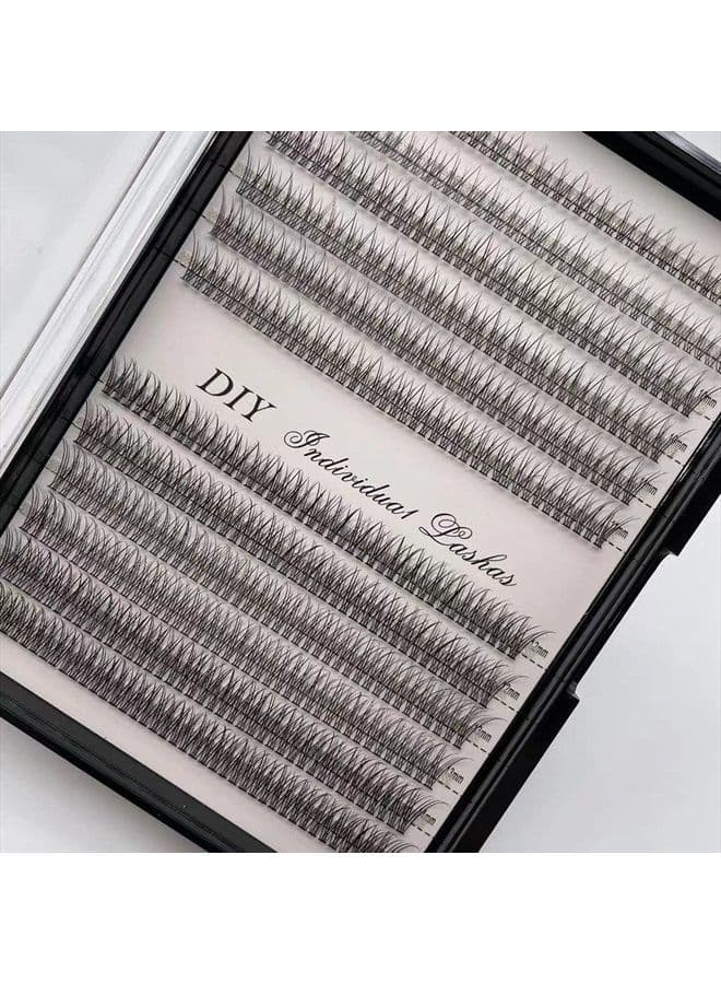 Individual Lashes Natural Cluster Lashes 8-14mm Mixed Pack /12 Roots/C Curl /0.10mm Thickness/Faux Mink Diy Premade Fans Eyelash Extensions (C Curl, Fishtail Lashes-0.10mm)
