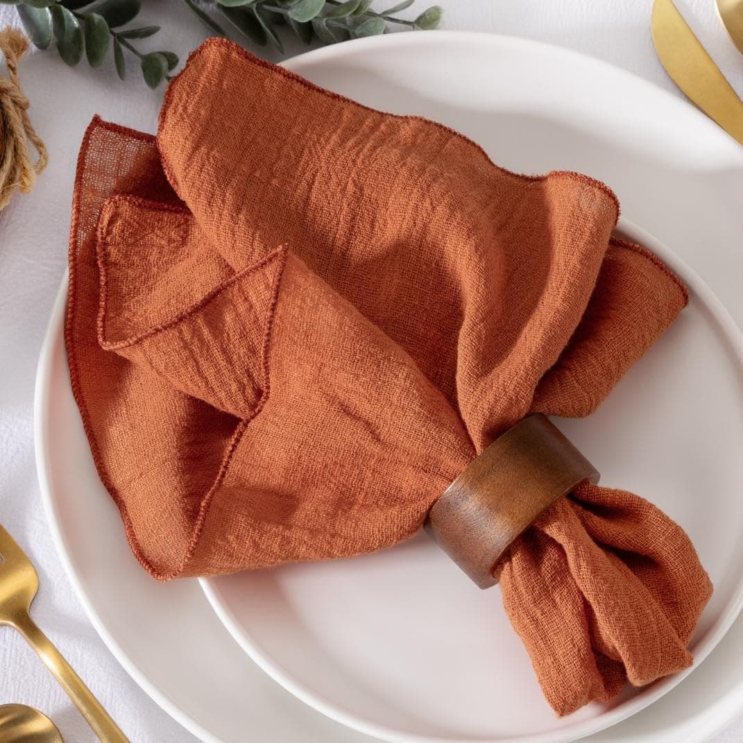 MLMW Terracotta Cloth Napkins Set of 10 Cotton Linen Dinner Napkins Bulk Washable 165165 for Vintage Wedding Party Baby Shower Bridal Shower Birthday
