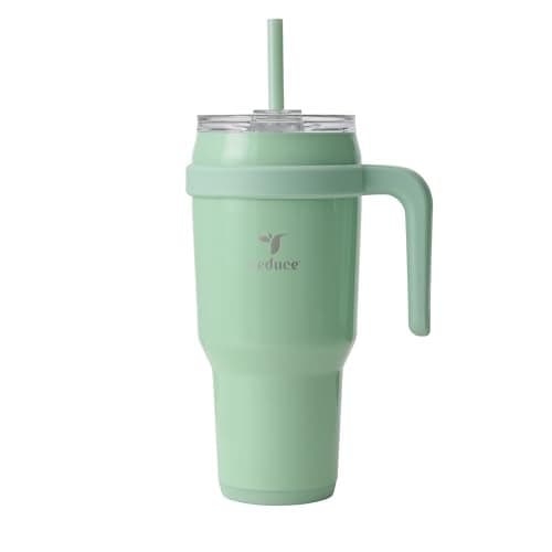 REDUCE 40 oz Stainless Steel Tumbler with Handle - Dual-Wall Vacuum Insulated Travel Mug, Sweat-Proof Lid & Reusable Straw - Keeps Drinks Cold for 24 Hrs, Fits Cupholders, Dishwasher Safe - Matcha