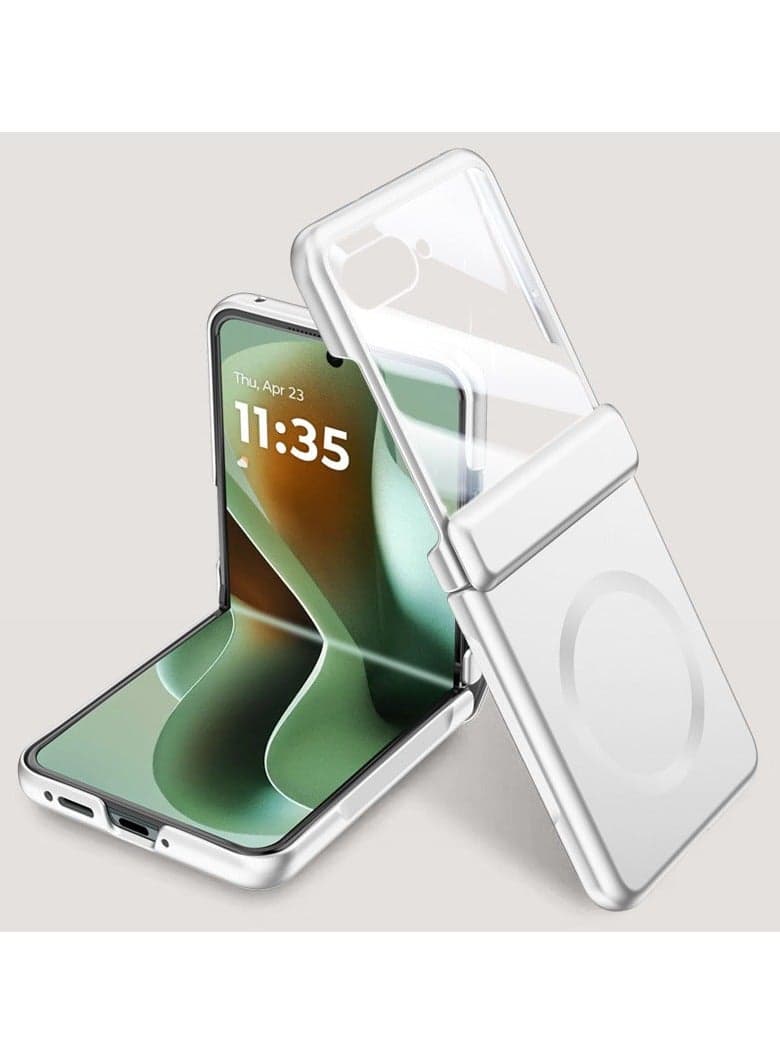 Magnetic Protective Case for MOTO RAZR 60 Ultra with Built-in Screen Protector Wireless Charging Support Micro Frosted Skin Friendly Shockproof Hinge Cover