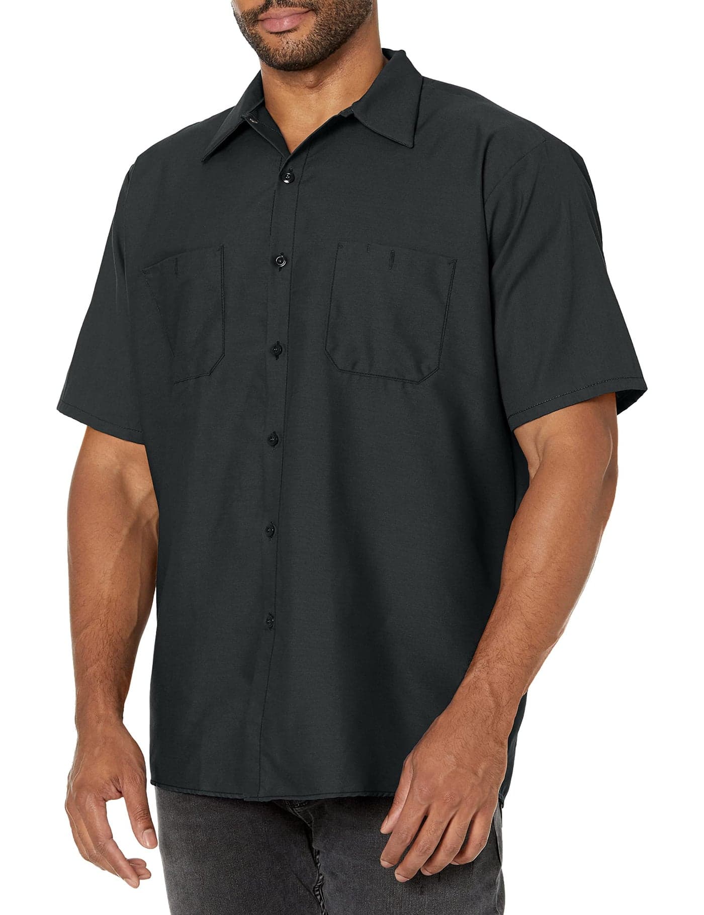 Red Kap Men's Industrial Work Shirt, Regular Fit, Short Sleeve, Charcoal, 4X-Large Tall