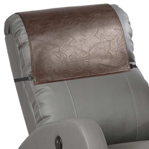 Xmntdo Recliner Headrest Protector,Non Slip Waterproof Headrest Cover,Leather Recliner Headrest Cover for Sofa,Furniture,Living Room,Office Chair 17x27 in(Brown)
