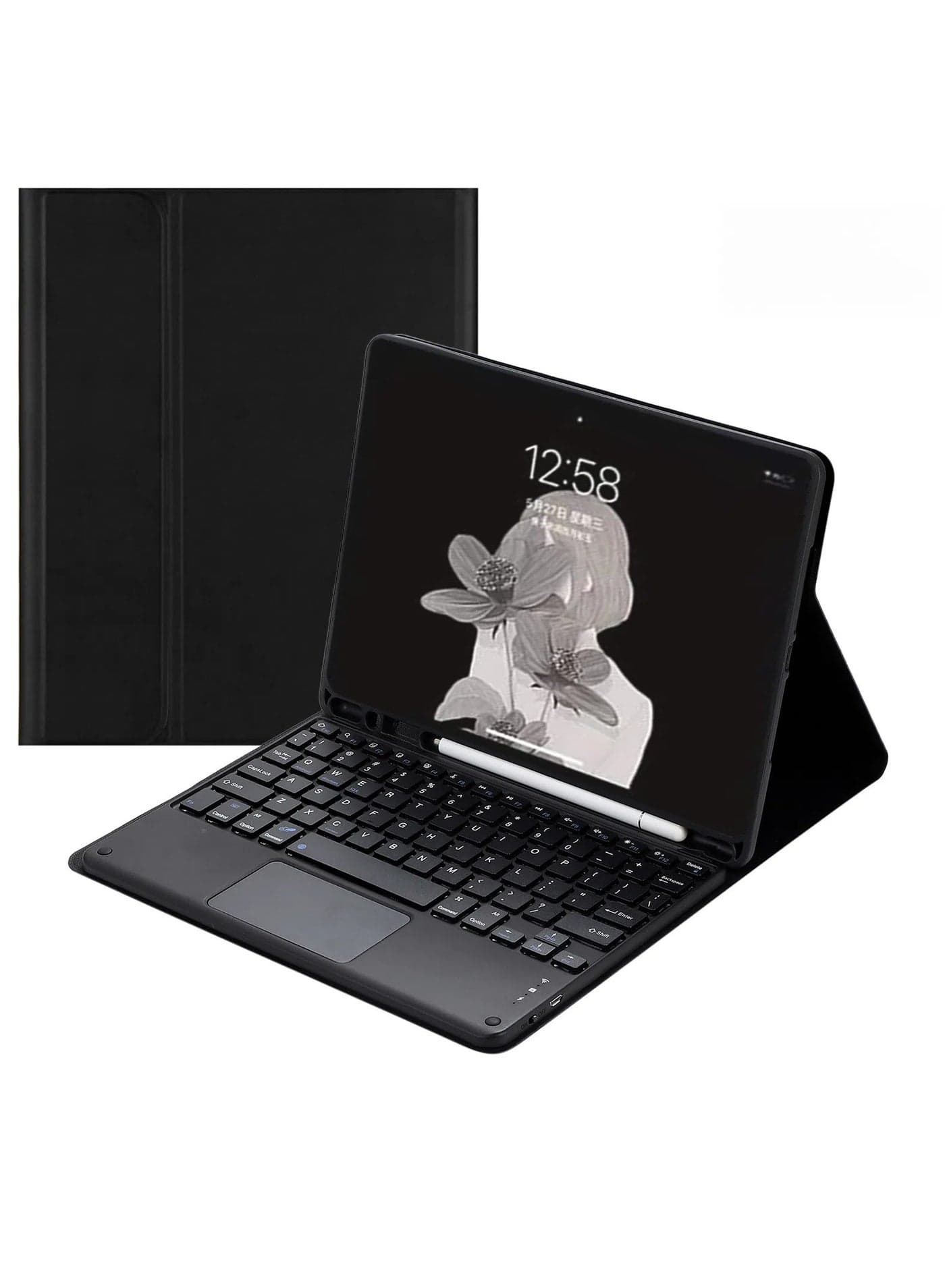 Arabic and English Keyboard Case Compatible with Samsung Galaxy Tab A9 Plus 2023 SM-X216 X210 Magnetic Separate Touchpad Keyboard with Pencil Holder