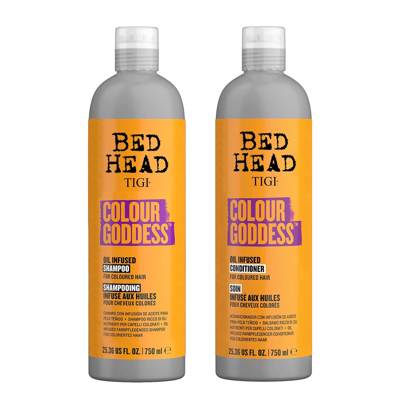 Bed Head by TIGI Moisturizing Shampoo and Conditioner Set for Colored Hair, Colour Goddess Hair Care with Sweet Almond & Coconut Oils, 25.36 fl oz, 2 Pack
