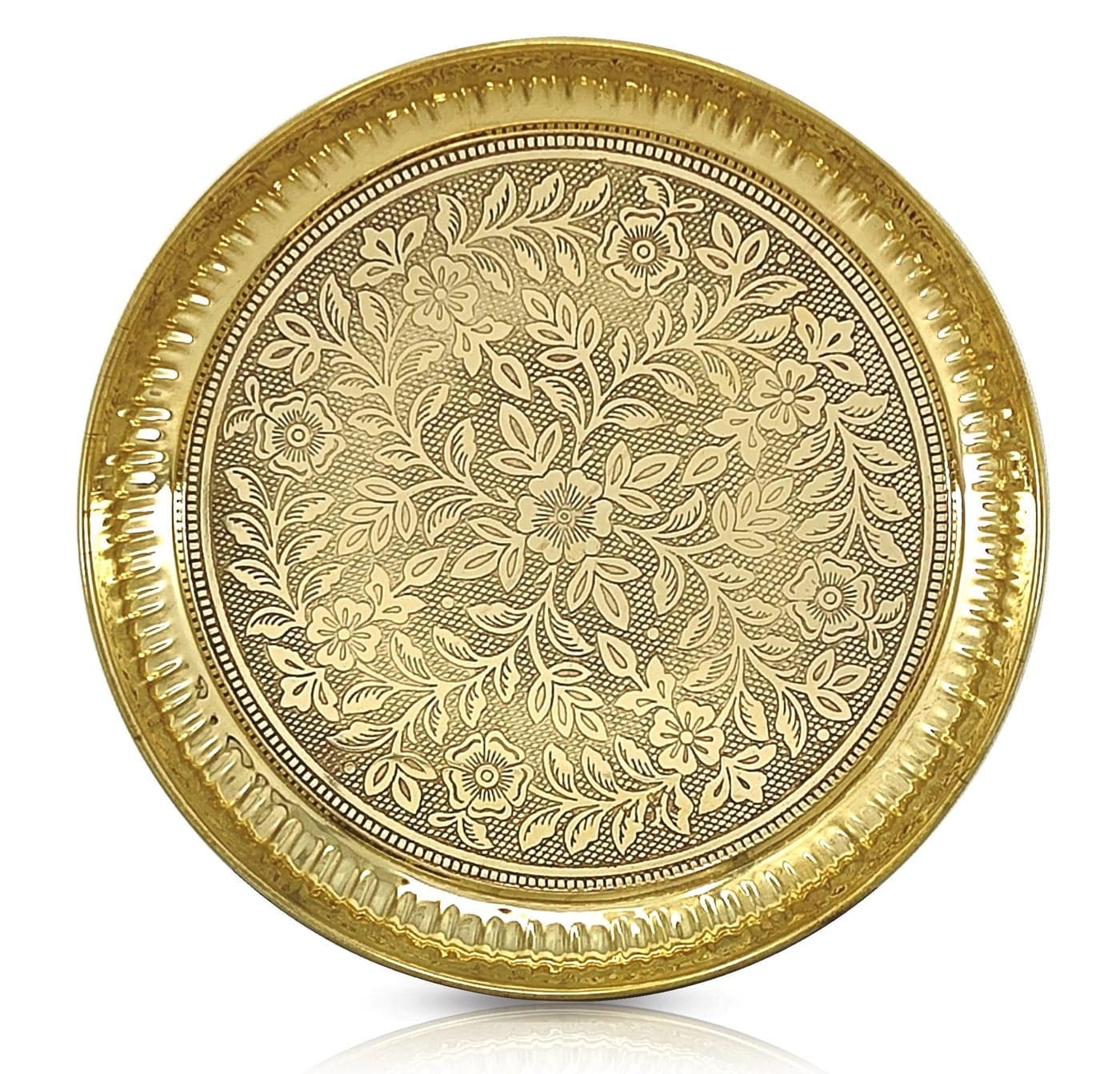 BENGALEN Brass Pooja Plate Puja Thali Very Small 4 Inch Arti Thali Set Traditional Designed Handcrafted Thal for Puja Ghar Home Office Mandir Diwali Weeding Return Gift Items