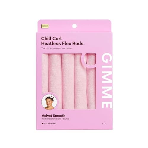 Gimme Beauty Chill Curl Heatless Flex Rods Gentle Bendable Hair Rods for Overnight Curls Bouncy Waves with a FrizzFree Finish Snap Closure for Secure Hold Fine Hair 6 Count