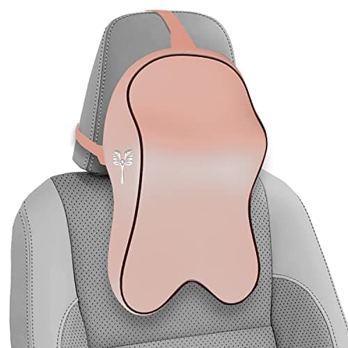 Grin Health Orthopedic Car Neck Rest Pillow -Large Plus | Extra Deep Car Seat Neck Support Head Rest Cushion for Long Drives & Neck Relief | Memory Foam Neck Pillow for Car & Office (Beige)