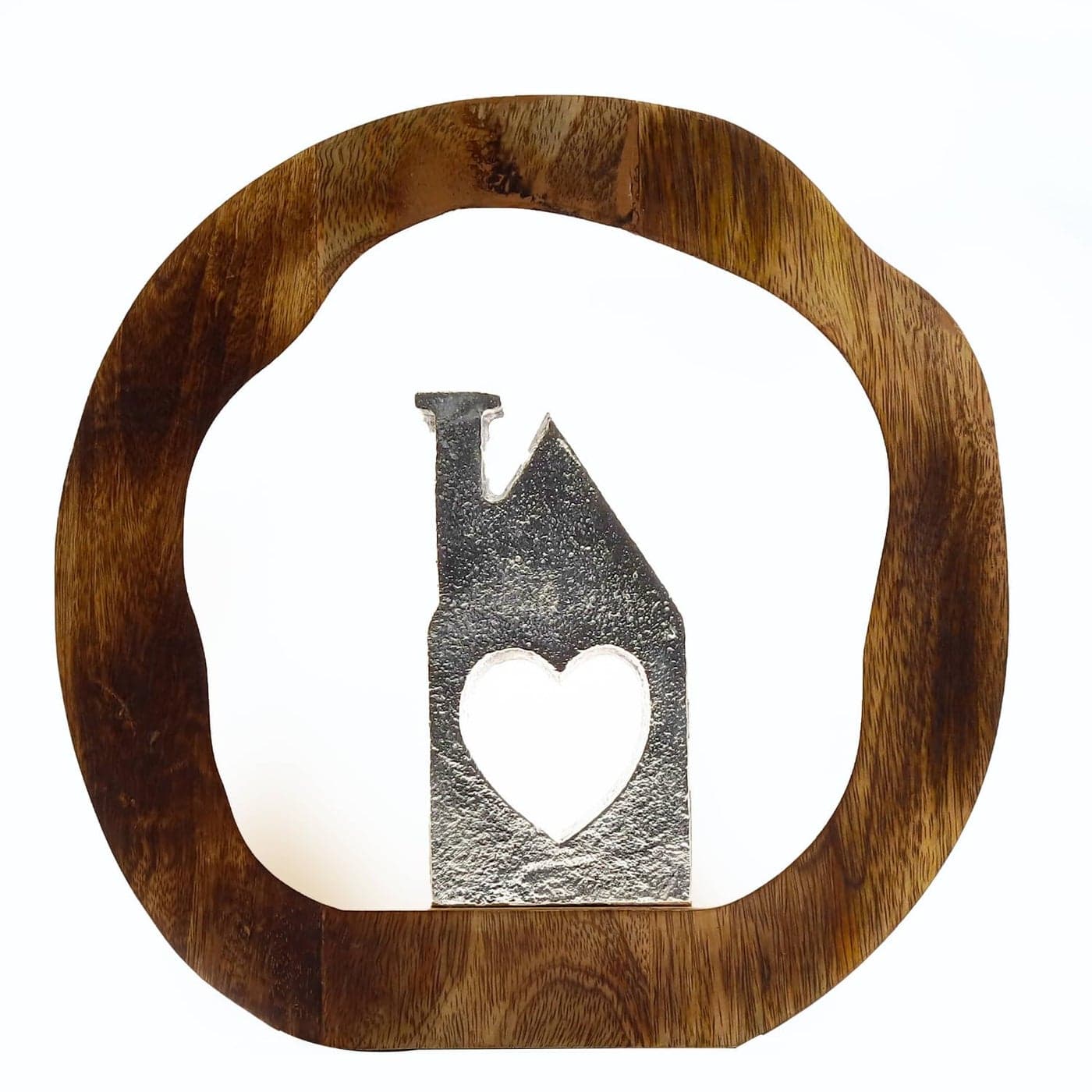 House with Heart Wooden Decorative Showpiece Handcrafted Home Accent for Tabletop Shelf Home Dcor Rustic Sentimental Art Piece 11 x 1 Inches