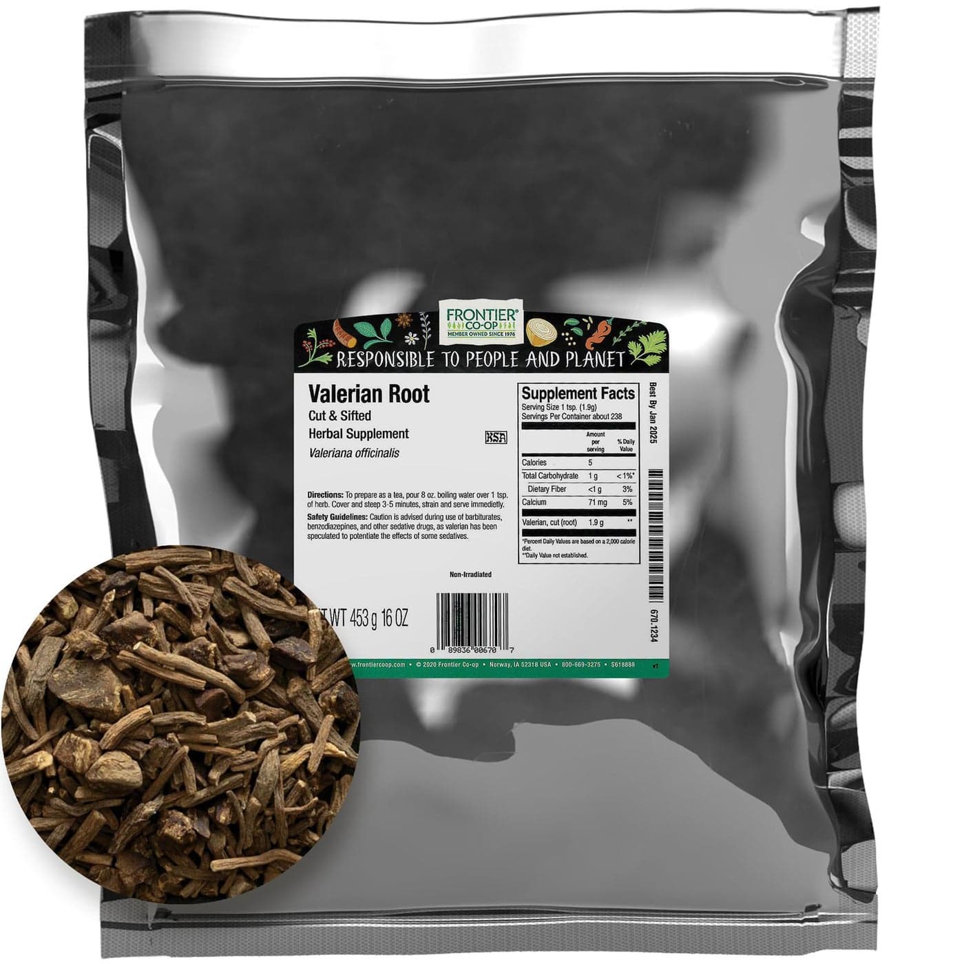 Frontier Co-op Cut & Sifted Valerian Root 1lb, Kosher - For Valerian Root Tea, DIY Supplement Capsules, Bedtime Formulas and Sleep Pillows