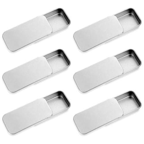 6 Pcs Rectangular Tin Box Mini Portable Tin Container Metal Storage Box Perfume Container Glue Containers Bushcraft Gear Tins Can Bobby Pin Holder for Home Lip Balm Storage DIY Use Silver