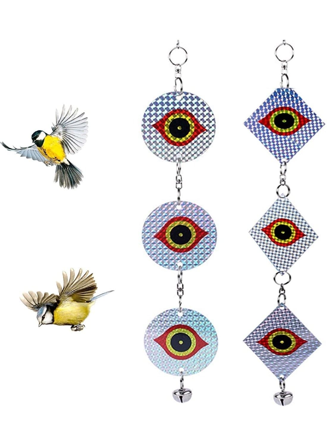 Bird Scarers Bird Repellent for Garden, Bird Repellent Pigeon Deterrent for tree, Hawk eye Bird Deterrent Hanging Reflective Pigeon Scarer for Balcony Scare Birds Away From Deterrent Repellent Disks