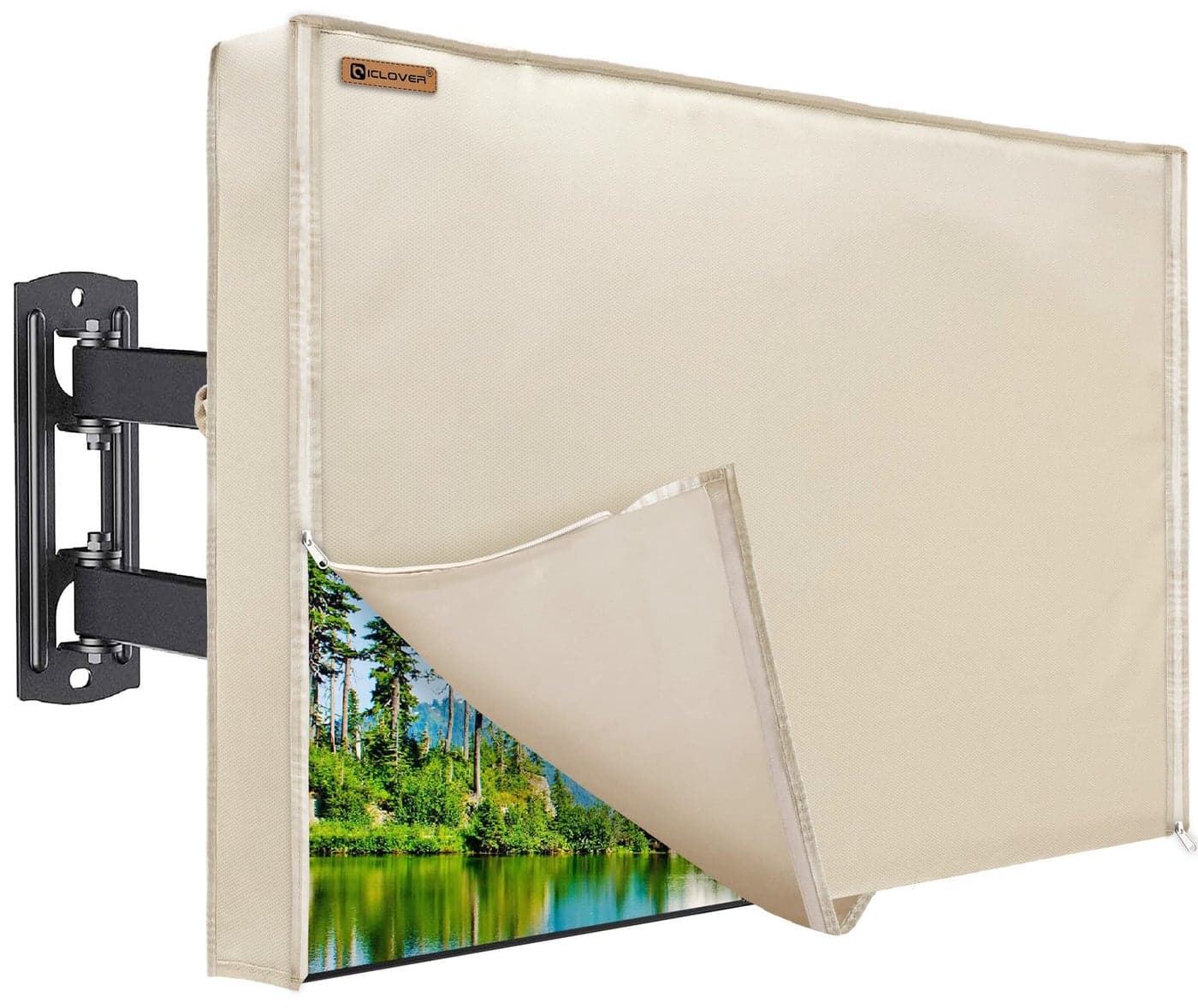Outdoor TV Cover 5255 Inch IC ICLOVER 600D Heavy Duty 4 Season Weatherproof TV Screen Protector with Waterproof Zipper Remote Control Pocket Outside Television Cover for LED LCD OLED TVs