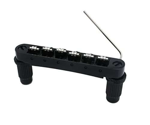 Guyker Guitar Tune-O-Matic Roller Saddle Bridge Replacement Part Compatible with Gibson Les Paul LP SG Style 6 String Electric Guitar - GM005, Black