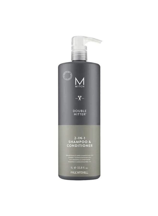 MITCH by Paul Mitchell Double Hitter 2-in-1 Shampoo and Conditioner for Men, For All Hair Types, 33.8 fl. oz.