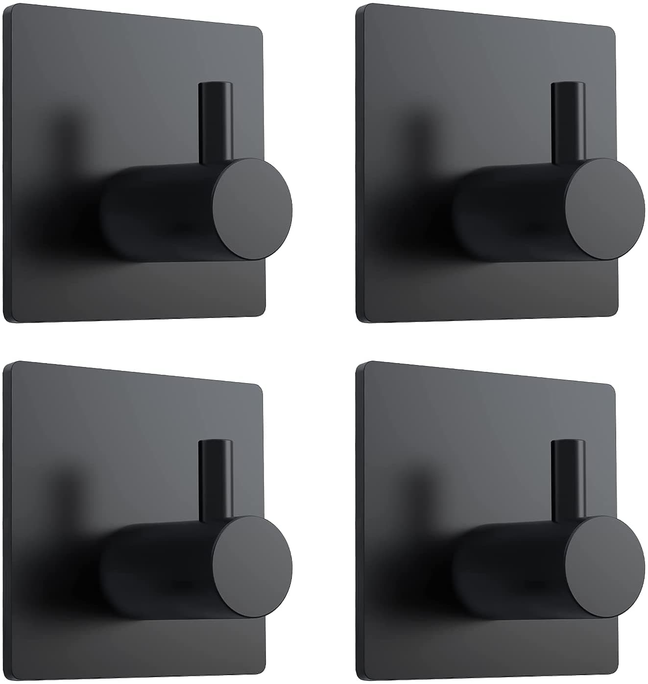 JIALTO 4-Piece Stainless Steel Adhesive Wall Hooks, Waterproof Heavy Duty Hooks Without Drilling for Bathroom, Kitchen & Door, Self Adhesive Towel Hooks for Hanging Accessories