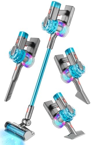 BLAXTEM 4in1 Kids Toy Vacuum That Works with Suction Electric Toddler Toy Vacuum Cleaner for Children Ages 3 4 5 6 Boys GirlsToddlers Toys Cleaning Set for Pretend Play Cyan