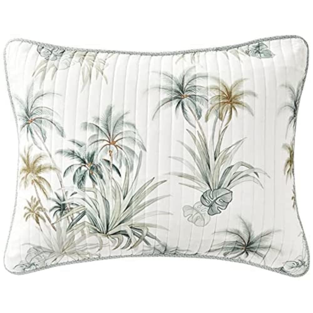 Tommy Bahama King Sham Cotton Bedding with Envelope Closure PreWashed for Extra Softness Serenity Palm Blue 21 x 37