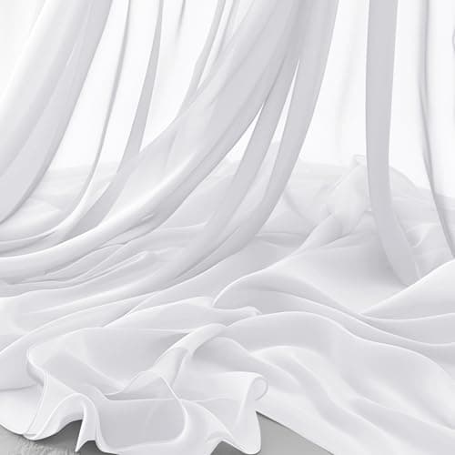 Horbaunal White Chiffon Fabric by The Yard 1 Yard Continuous Sheer Fabric 59 Wide Soft Draping Fabric for Wedding Arch Draping Party Backdrop DIY Sewing
