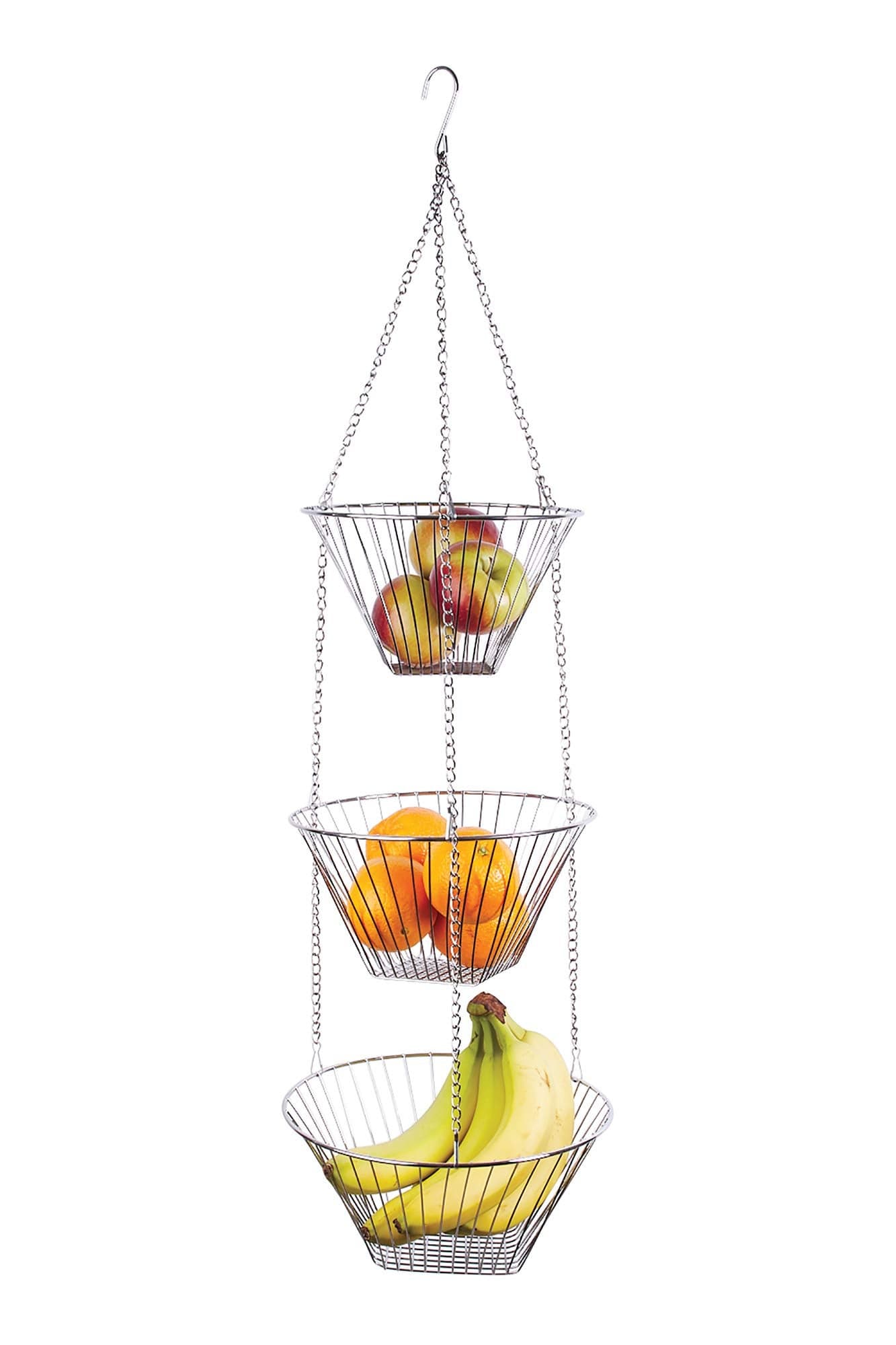 Fox Run Three Tier Hanging Wire Baskets 11 x 11 x 675 inches Chrome