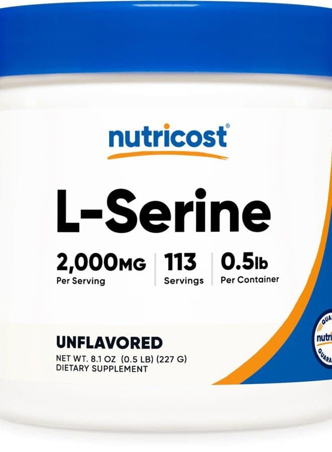 L-Serine Powder, 113 Servings (.5LB) - 2,000 MG Per Serving - Non-GMO, Gluten Free