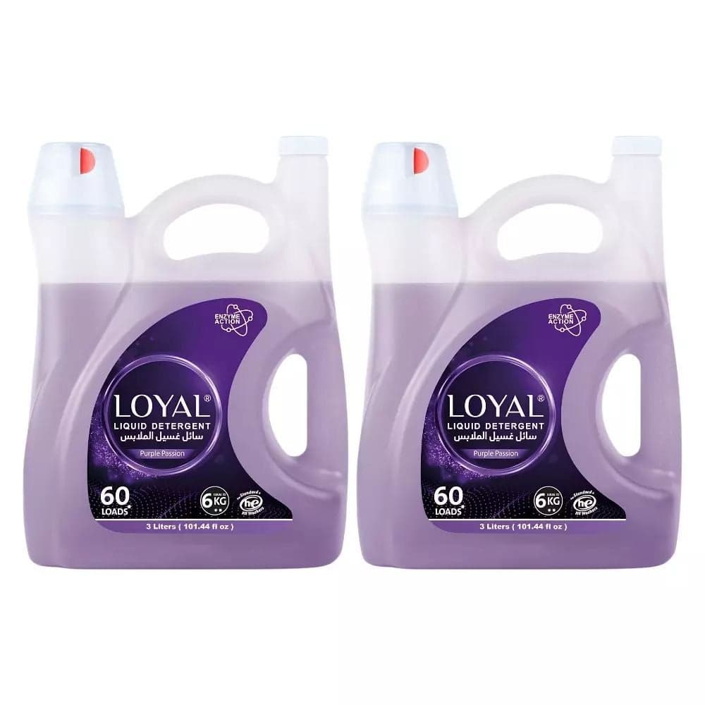 Loyal Enzyme Action Liquid Laundry Detergent With Purple Passion Fragrance For 60 Loads- 2X3Ltr