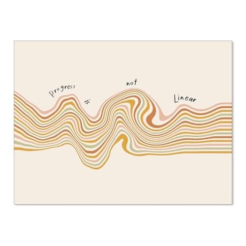 Modern Motivational Mental Health Posters Progress Is Not Linear Quote Wall Art Kids Therapy Canvas Prints for Counselor Office Wall Decor 12X16 inch Unframed