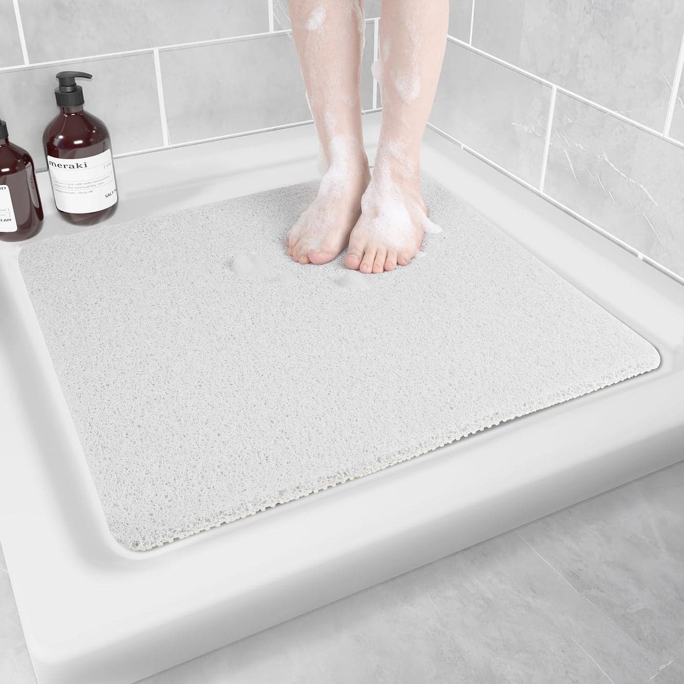 Hargiis NonSlip Bathtub Mat Anti Slip Shower Mat Fast Drying Bathtub Mats Foot Scrubber Mat Anti Slip Mat for Tub Floor Bathroom Kitchen Home Hotel White 2424