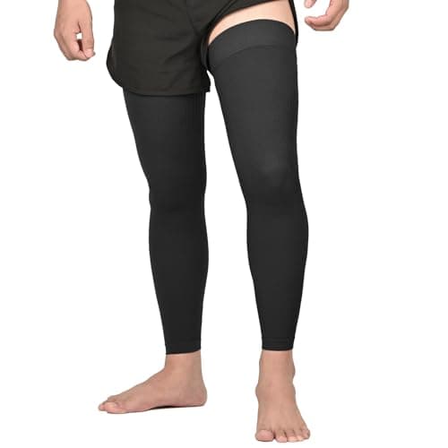 KEKING Full Leg Compression Sleeves Unisex Thigh High Compression Stocking 2030mmHg Graduated Support for Thigh Calf Knee Running Basketball Reduce Varicose Veins and Swelling All Black M