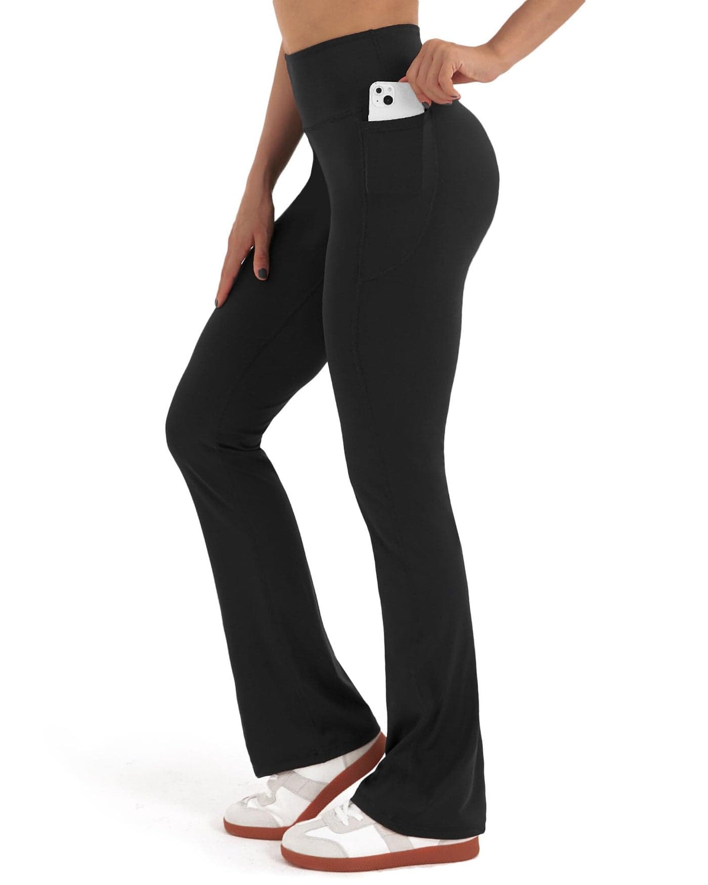 Zylioo 36 34 Inseam Tall Flare Leggings,Long Leggings for Tall Women with Pockets,Tall Flare Yoga Pants Black