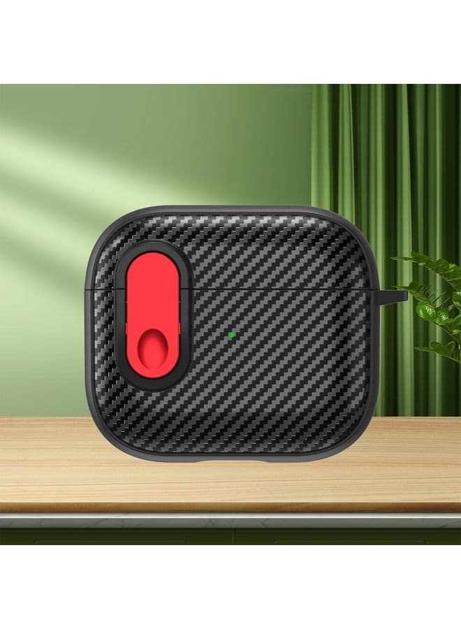 Case Cover For AirPods 3 Carbon Fiber Texture Wireless Earphones Case with Security Lock Red