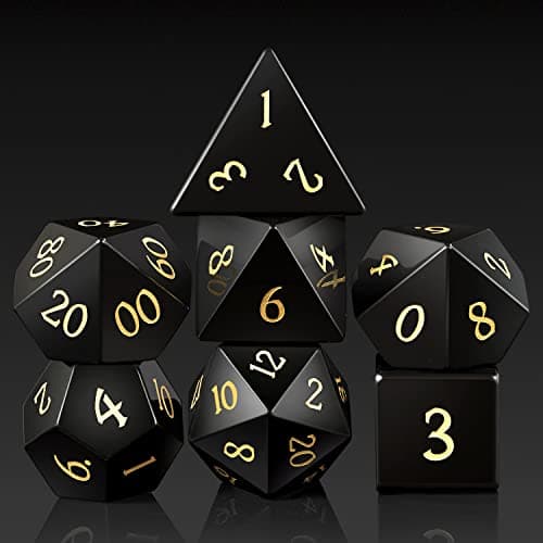 Obsidian Dice DDDNDND Full Set Gemstone Dice Set with Gorgeous Gift Case for Dungeons and Dragon and Tabletop Game Obsidian