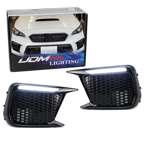 iJDMTOY White/Amber Dynamic Sequential Flash Switchback LED Daytime Running Lights Non-Fog Version Bezels Compatible with 2018-2021 Subaru WRX/WRX STI