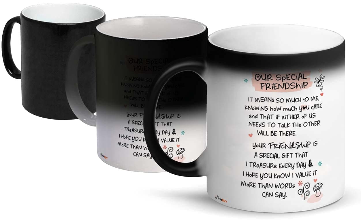 FirseBUY Friends Quotes Magic Mug Ceramic 11 Ounce Friendship Printed Coffee Cup Black