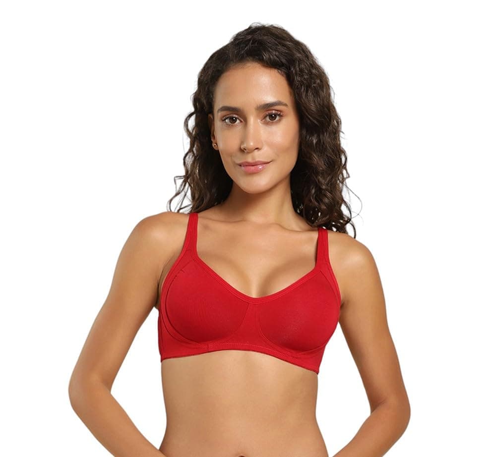 Van Heusen Women Bra - Cotton Elastane - Full Coverage, Wireless, Non Padded_11014_Jester Red_36B