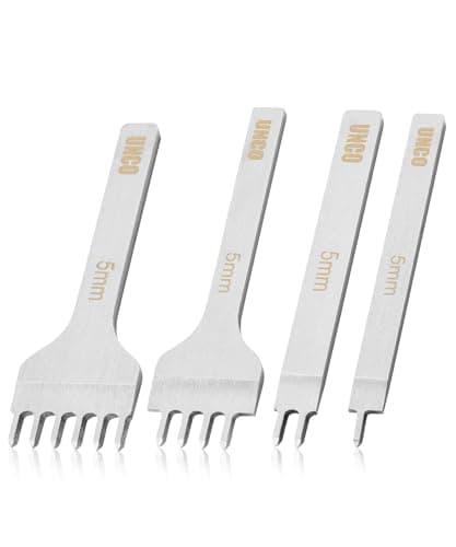 UNCO Leather Stitching Punch 4 Pack 5 mm 1246 Prong Leather Hole Punch Tool Stitching Chisel