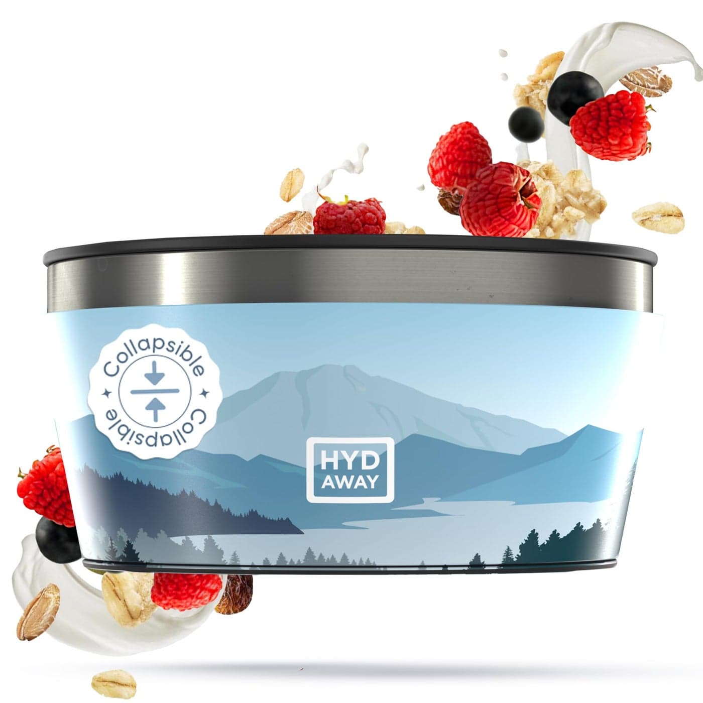 HYDAWAY 1Quart Collapsible Insulated Bowl with Lid BPAFree LeakResistant SpaceSaving Camp Bowl Ideal for Hiking Travel Outdoor Meals