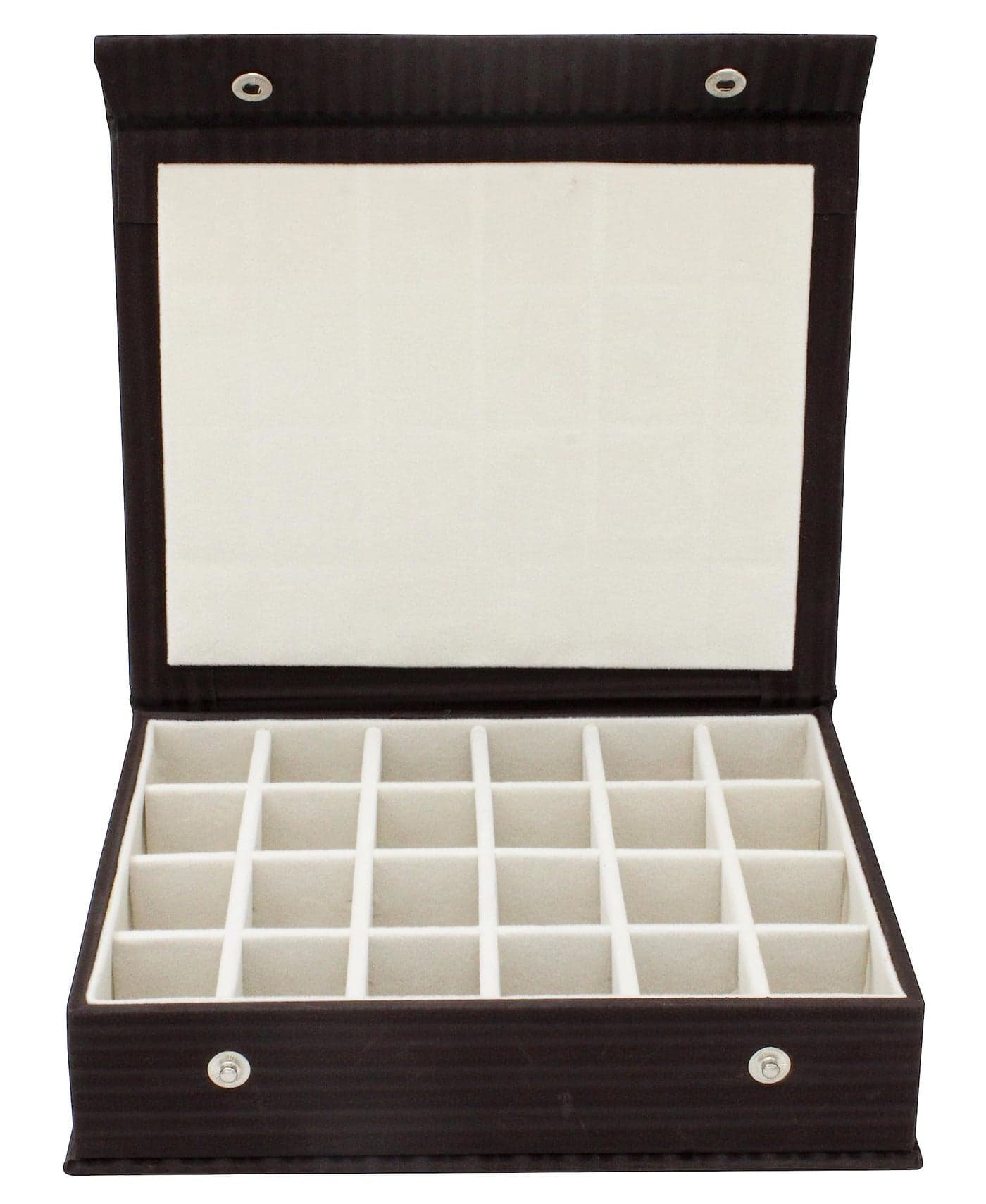 atorakushon PU Leather 24 Grids Cosmetic Organizer Box Jewellery Ring Earring Display Organiser Anklet Storage Box Case Showcase Wedding Set Makeup Storage Holder Black