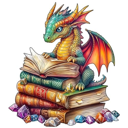 SECOGM Wooden Puzzles for Adults Reading Dragon Wood Puzzles Adult Unique Animal Shape Wooden Jigsaw Puzzles for Adults Birthday Gifts for Puzzle Lovers Family 114 114in 200 Pieces