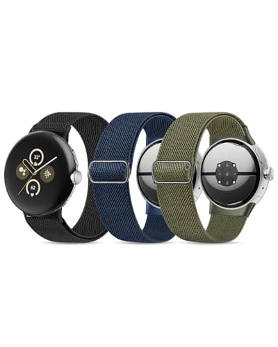 Stretchy Nylon Bands Compatible with Google Pixel Watch 4/3/2/1 Band 41mm - Upgraded Metal Lugs - Adjustable Elastic Breathable Sport Loop Straps for Women Men