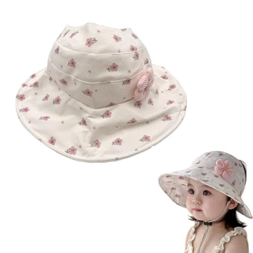 SNOWIE Soft® Baby Sun Hat for Toddler Girls Aged 1-5 Years Old Wide Brim Sun Visor Hat Adjsutable Sun Cap Sweetly Stylish Floral Beach UV Protection Outdoor Travel Baby Pink