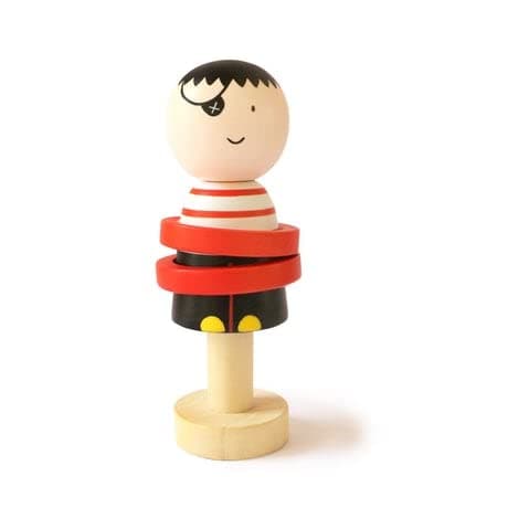 Shumee Handmade Wooden Pirate Rattle Toy for Babies (3 Years+) | Organic Natural Wood Baby Rattle | Multicolour Sensory Toy | Beeswax Sealed Safe Teether | Perfect Gift for Infants | Screen-Free Toy