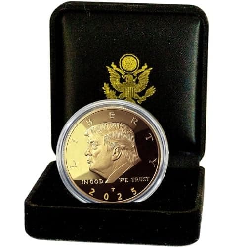 Donald J Trump Won 2025 Gold Coin in Velvet Display Case 47th Presidential Commemorative Gold Plated Replica Challenge Coin with Cert of Authenticity 2025 Velvet