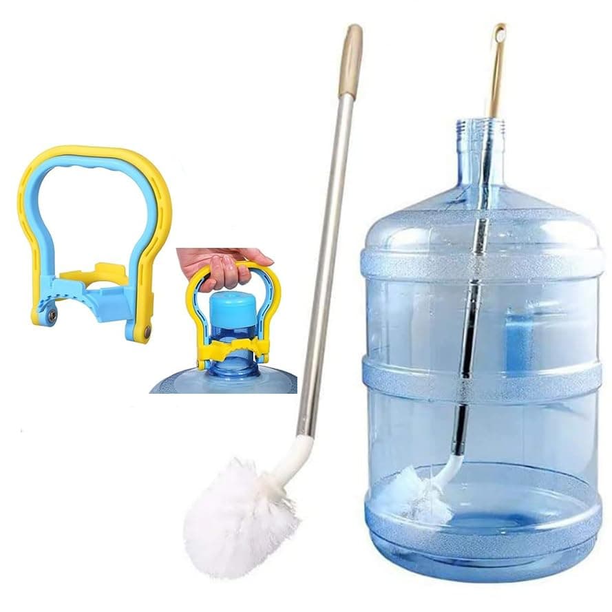faas 1 PCS Can Cleaning Brush/ 360° Rotating Long Handle Cleaner Brush/ 20 LTR Water Can Cleaning Brush+1 PCS 20 Liter Water Bottle Carry Handle