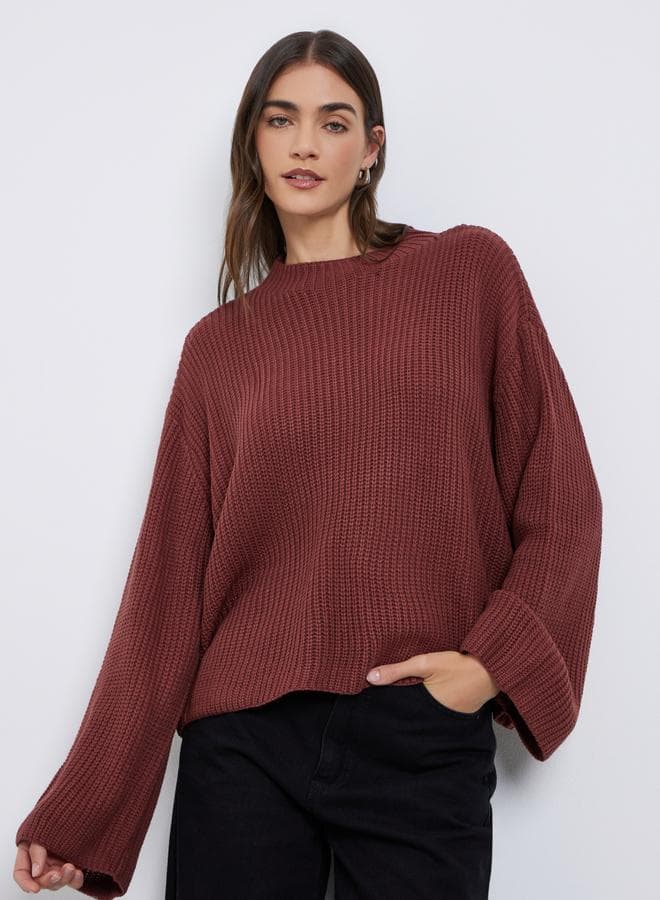 Styli Rust Boxy Fit Chunky Knit Sweater