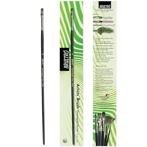 Brustro Artists Greengold Acrylic Brush Flat Series 1800 - Size - 6 | Ideal for Oil, Acrylic Painting on Paper, Canvas, Fine Art Students and Professional.