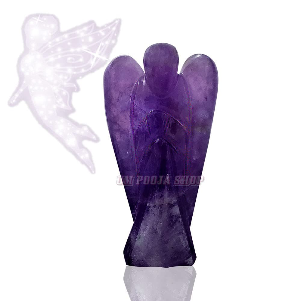 OM POOJA SHOP Angel in Natural Amethyst Gem Size 2 inch