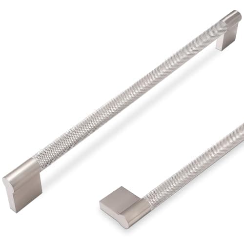 POVEFONK 6 Pack 10 inch254mm Brushed Satin Nickel Kitchen Cabinet Handles Knurled Cabinet Pulls Drawer Pulls Kitchen Hardware